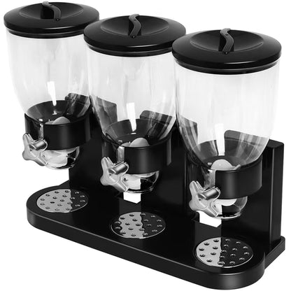 Perssia TriServe Cereal Dispenser — Large‑Capacity • Triple Canister • Countertop Storage