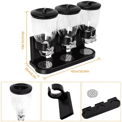 Perssia TriServe Cereal Dispenser — Large‑Capacity • Triple Canister • Countertop Storage