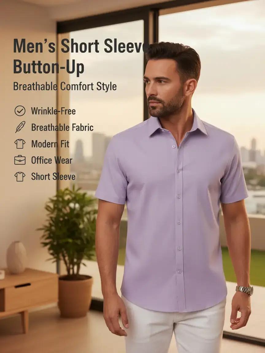 Perssia UrbanEase Lavender Shirt — Wrinkle‑Free • Modern Fit • Everyday Comfort -US2D