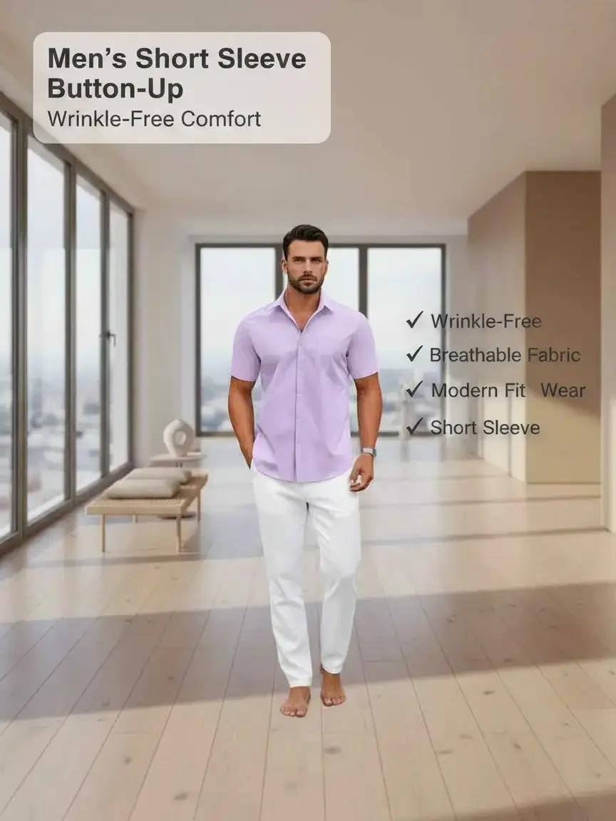 Perssia UrbanEase Lavender Shirt — Wrinkle‑Free • Modern Fit • Everyday Comfort -US2D