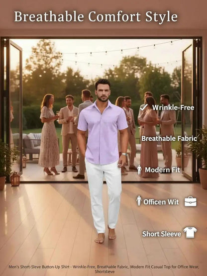 Perssia UrbanEase Lavender Shirt — Wrinkle‑Free • Modern Fit • Everyday Comfort -US2D