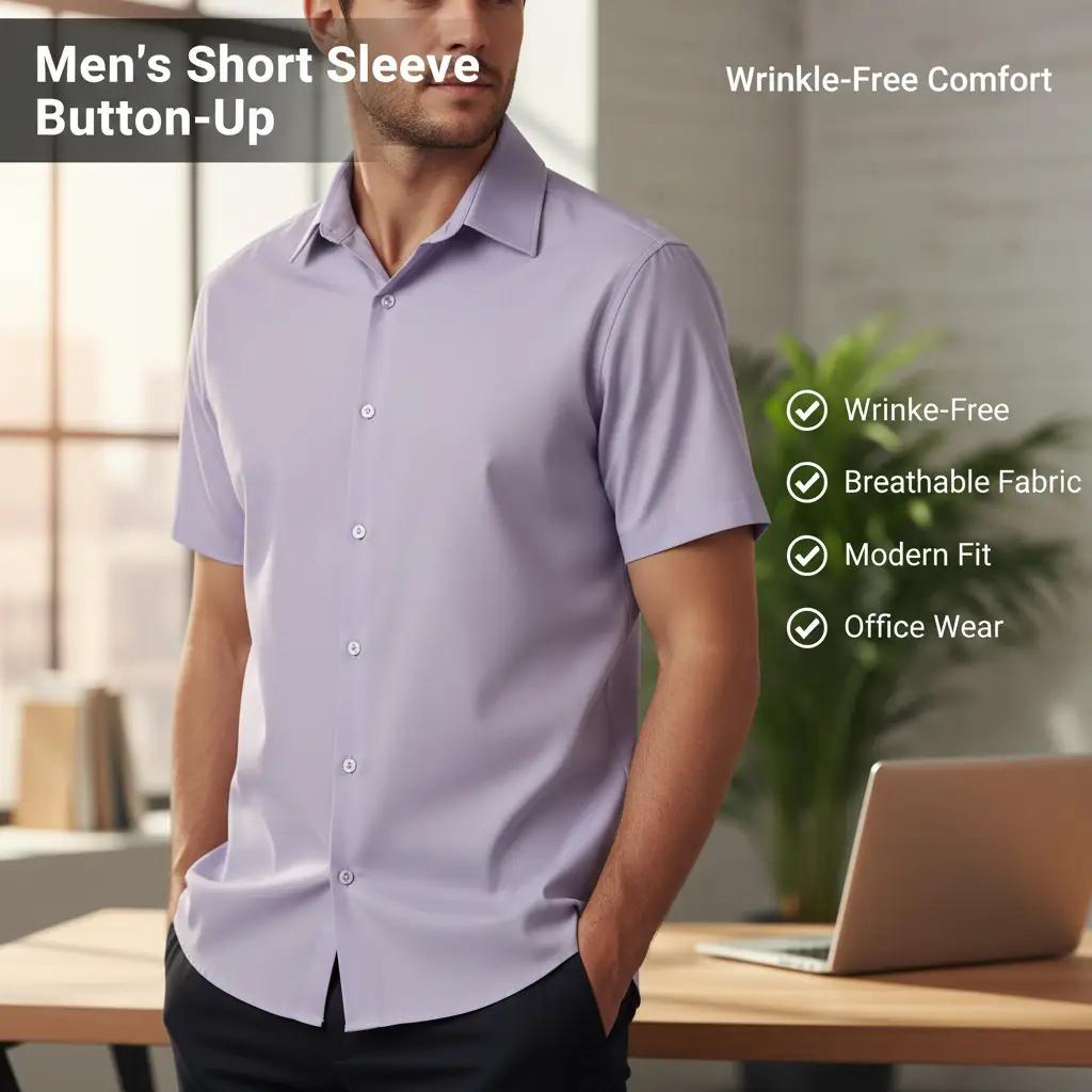 Perssia UrbanEase Lavender Shirt — Wrinkle‑Free • Modern Fit • Everyday Comfort -US2D