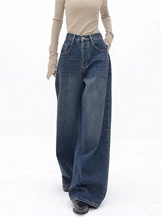 Perssia VintageFlow Wide‑Leg Jeans Loose Washed Wide Leg Jeans for Women