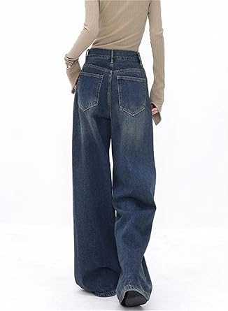 Perssia VintageFlow Wide‑Leg Jeans Loose Washed Wide Leg Jeans for Women