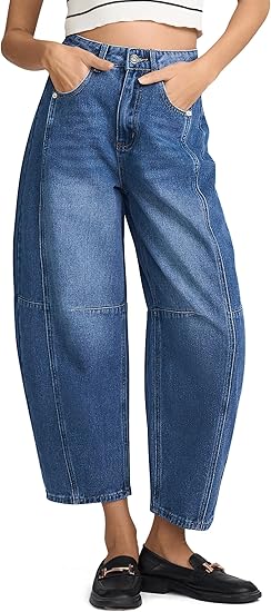 Perssia WildBarrel Leopard Jeans Print Balloon — Mid‑Rise Baggy Boyfriend Cropped Denim