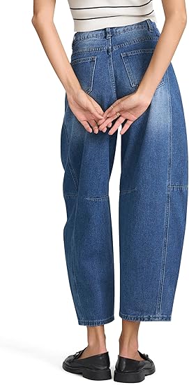 Perssia WildBarrel Leopard Jeans Print Balloon — Mid‑Rise Baggy Boyfriend Cropped Denim