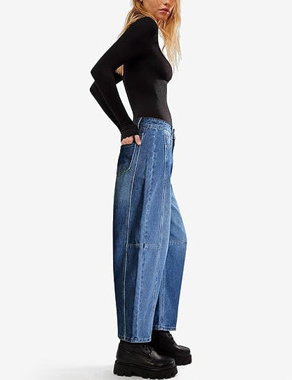 Perssia WildBarrel Leopard Jeans Print Balloon — Mid‑Rise Baggy Boyfriend Cropped Denim