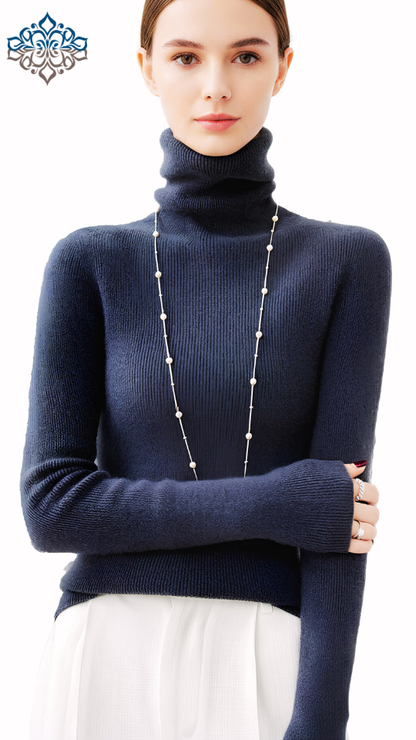 Womens Slim‑Fit Merino Wool Turtleneck Sweater – Solid Colors- Solid Colors-US2D