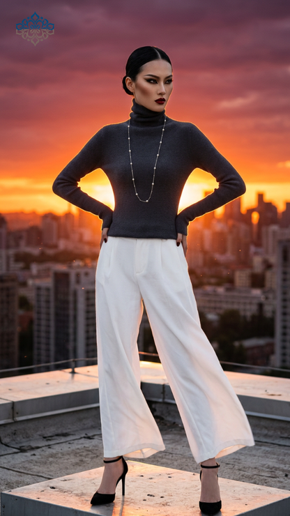 Womens Slim‑Fit Merino Wool Turtleneck Sweater – Solid Colors- Solid Colors-US2D