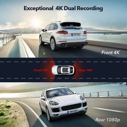 F9 Dash Cam 4K Front and Rear Wifi GPS Car Camera for Parking Mode Car Dvr for Night Vision Car Recorder by App Control