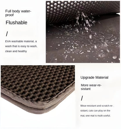 Large Size Cat Litter Mat Eva Double Layer Waterproof Cat Litter Mat Pet Litter Box Mat Pet Toilet Cat Mat Nonslip Cat Litter