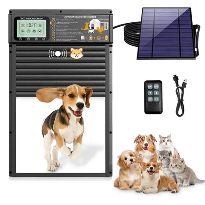 Perssia AutoPaw™ Smart Automatic Pet Door (Black) | Radar Timer & Light Sensor Modes | Durable Aluminum Weatherproof Solar & USB Rechargeable | 24/7 Operation for Dogs & Cats - PERSSIA