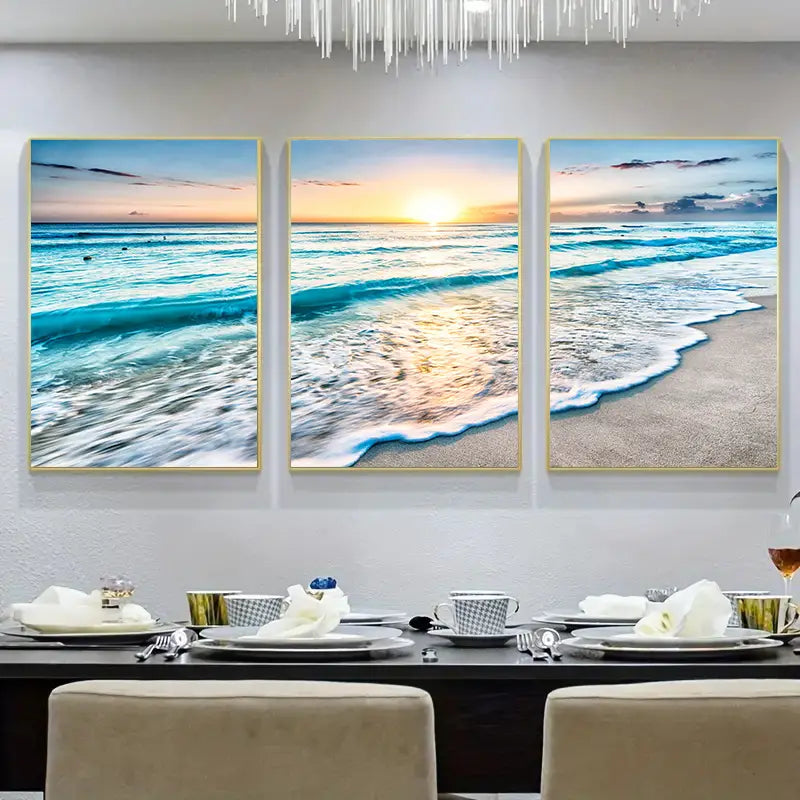 Perssia OceanGlow™ 3‑Piece Canvas Set Wall Art (15.7" × 23.6") - PERSSIA
