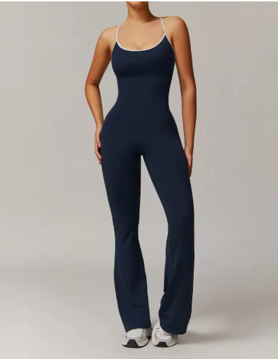 Perssia Solid Beauty-back Long Pants Jumpsuit Yoga Fitness Running Dance Slim Bodysuit Women Sports Clothing