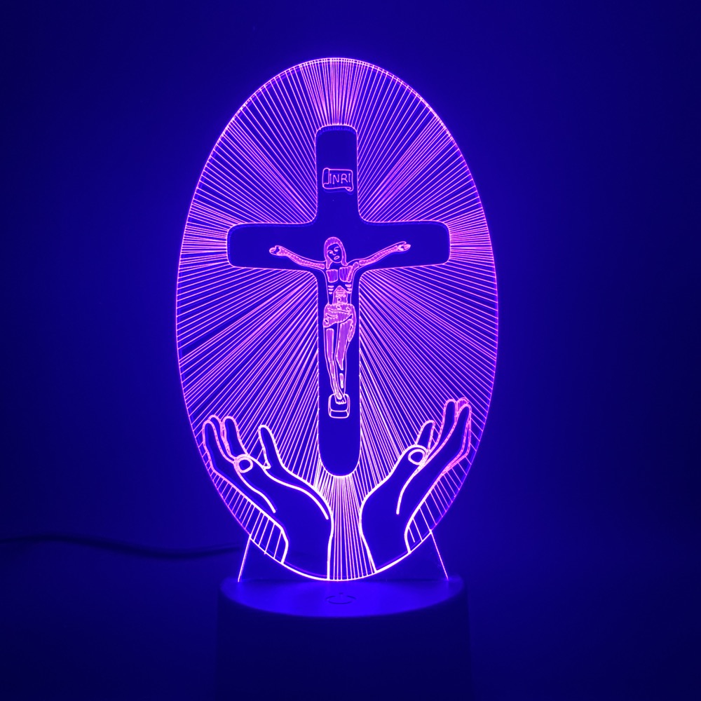 3D Acrylic Christian Cross Night Light - USB Powered - PERSSIA
