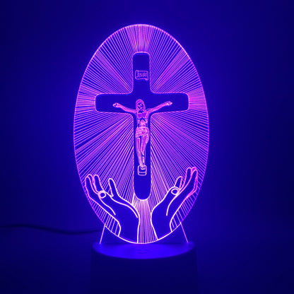 3D Acrylic Christian Cross Night Light - USB Powered - PERSSIA