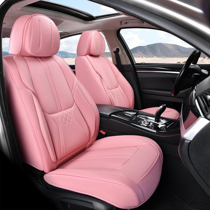 Car Seat Covers Full Set, Front and Rear Seat Covers for Cars, Leatherette Auto Seat Protectors Car Interior Accessories, Car Seat Cushions Fit for Most Sedans SUV Pick-Up Truck, Winered