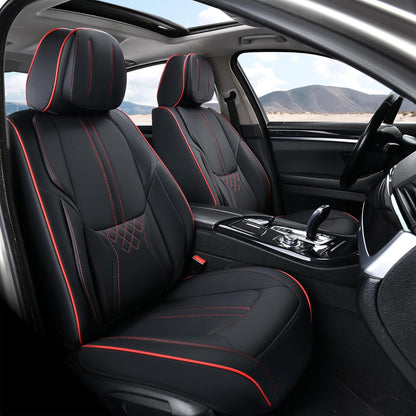 Car Seat Covers Full Set, Front and Rear Seat Covers for Cars, Leatherette Auto Seat Protectors Car Interior Accessories, Car Seat Cushions Fit for Most Sedans SUV Pick-Up Truck, Winered