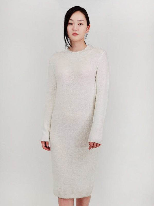 Loose Fit Long Sleeve Textured Midi Sweater Dress