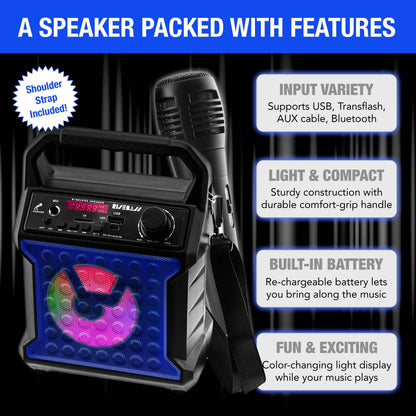 Perssia PartyVibe Portable Karaoke System — Wireless LED Speaker + Mic Set