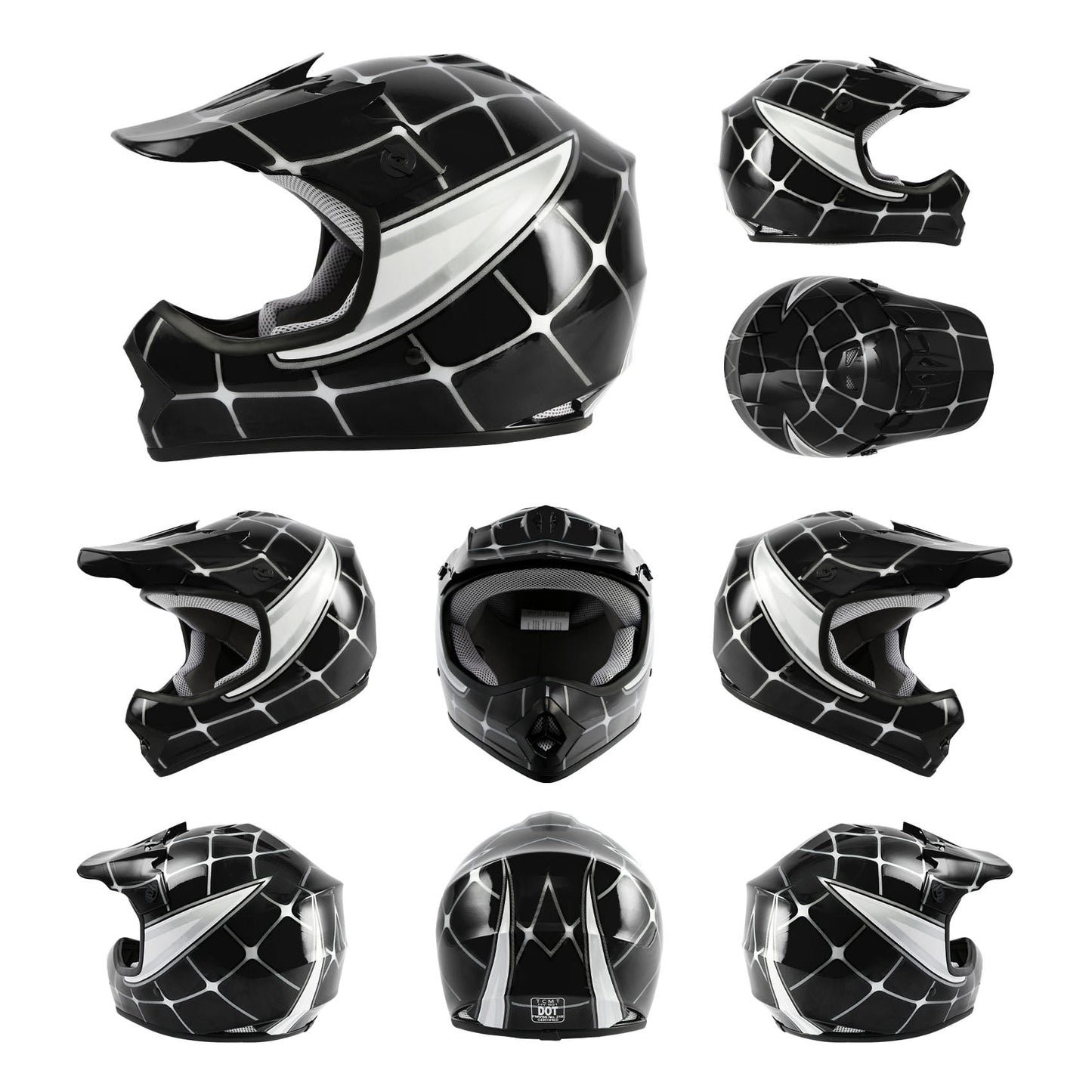 Helmet for Kids Black Spider with Goggles & Gloves 