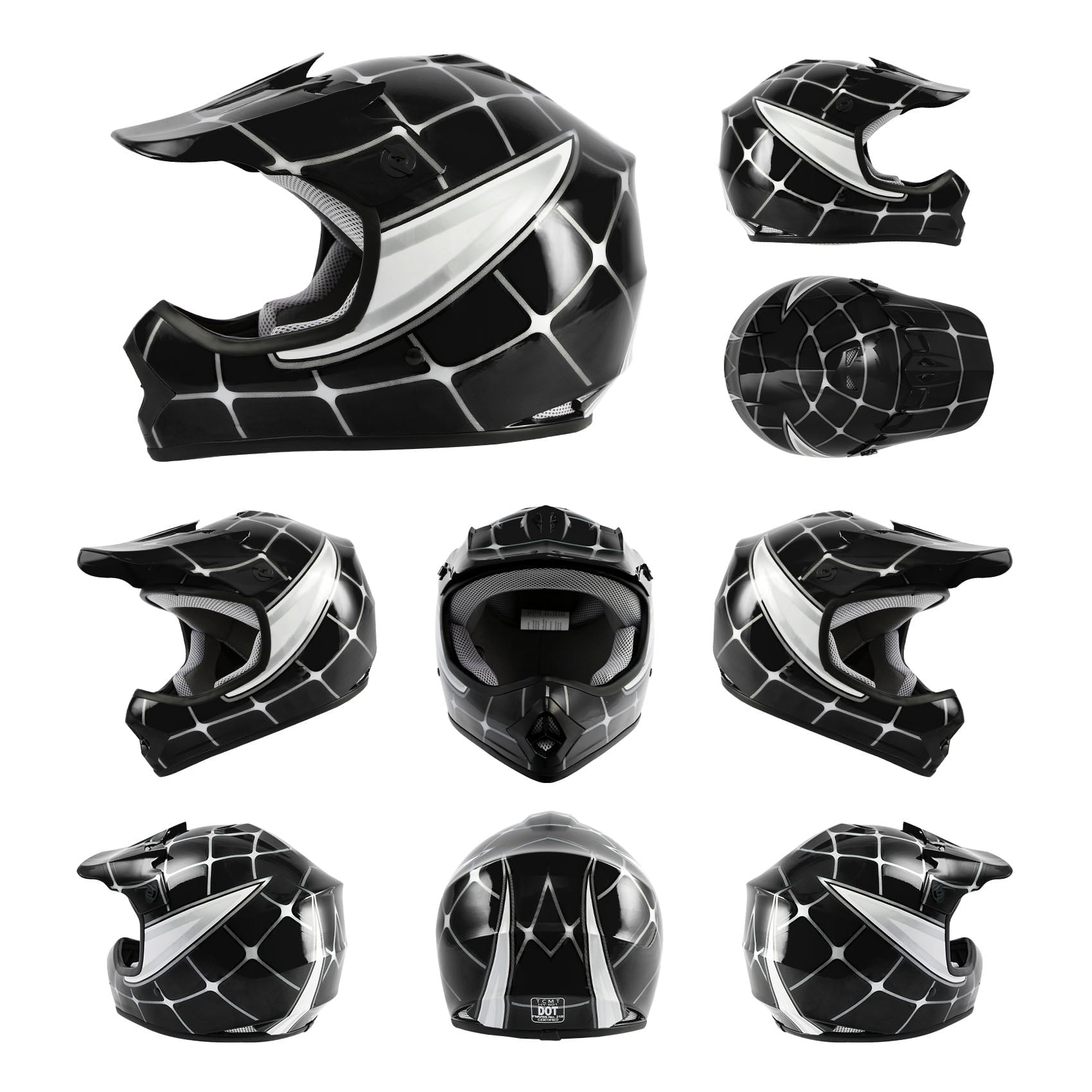 Helmet for Kids Black Spider with Goggles & Gloves 