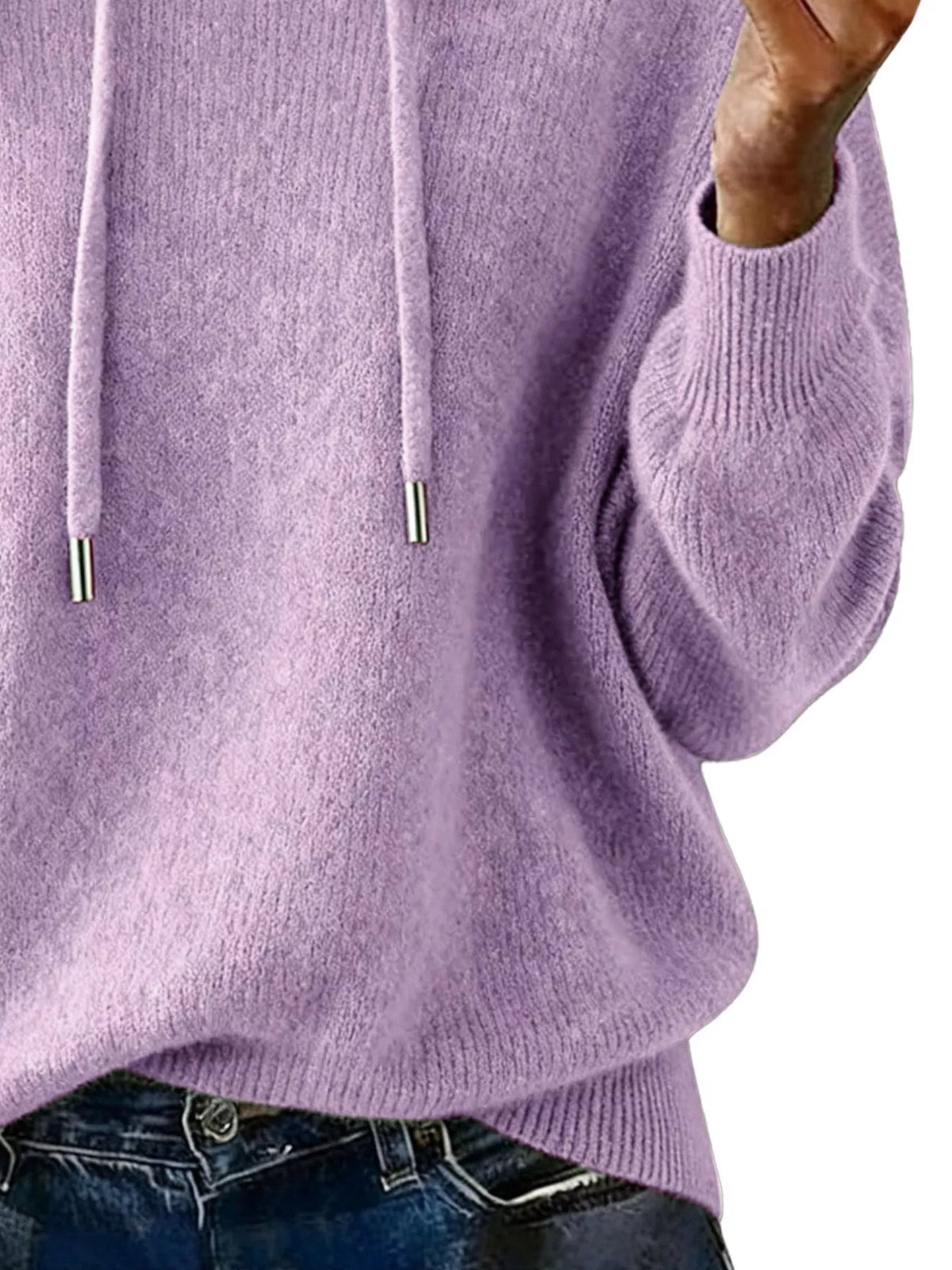 Purple hoodie worn by a person with a blurred background