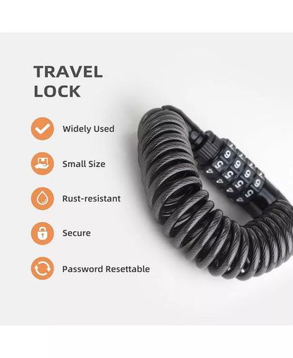 Small Combo Bike Lock Cable, Retractable Combination Cable Lock with Code, for Travel Safe Luggage, Suitcase, Scooter Ebike Bicycle Motorcycle Helmet anti Theft, Outdoor Ski Snowboard