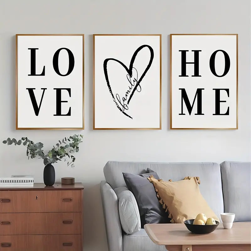 Perssia LoveTrio™ Canvas Set — 3‑Piece Modern Wall Art for Living Room Décor - PERSSIA