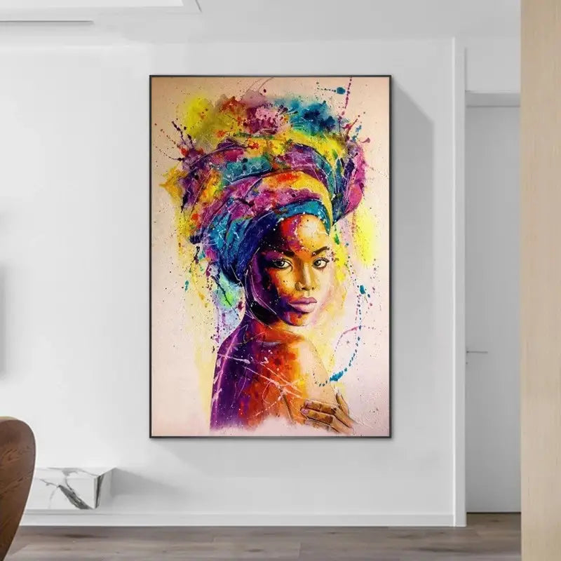 Perssia AfroGraff™ Canvas Art — African Woman Graffiti Wall Poster (15.7" × 23.6") - PERSSIA
