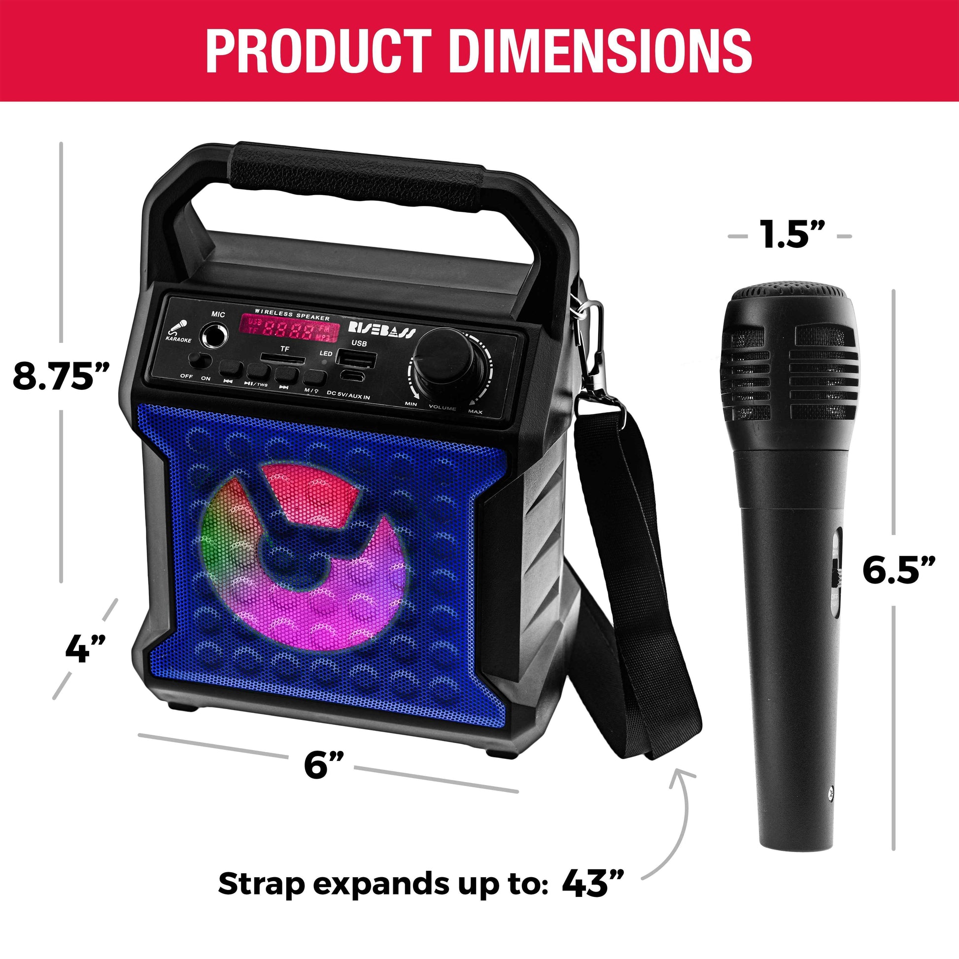 Perssia PartyVibe Portable Karaoke System — Wireless LED Speaker + Mic Set