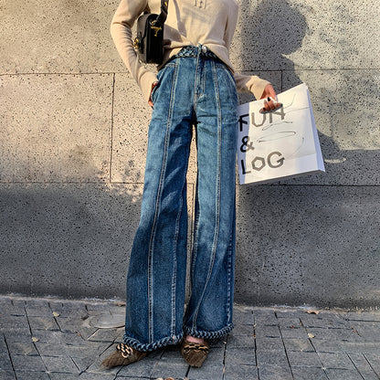 Perssia ArtisanFlow™ Braided Wide Leg Jeans Handmade Women's Braided Wide Leg Jeans - PERSSIA