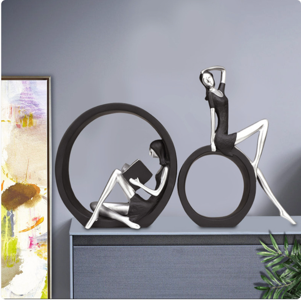 Perssia NoirMuse™ Resin Girl Sculpture — Minimalist Elegant Wall Art - PERSSIA