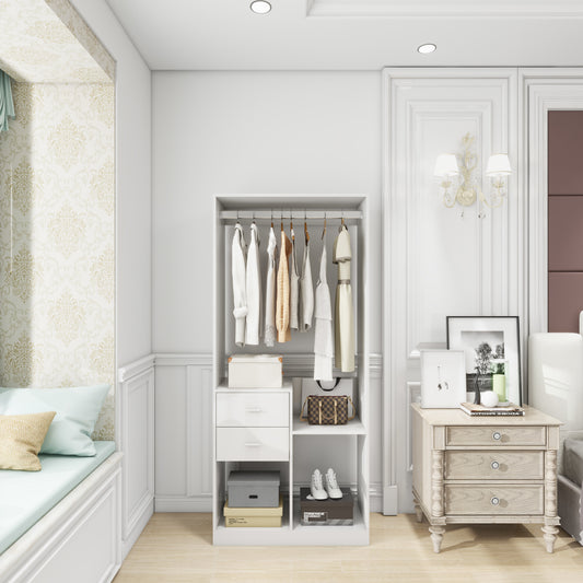 Perssia 302 ElevateCloset™ System — Freestanding Wooden Wardrobe Organizer with Drawers & Hanging Rods - PERSSIA