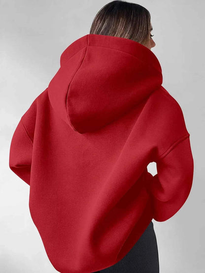 Oversized Quarter-Zip Hoodie-Tre(INT8D)