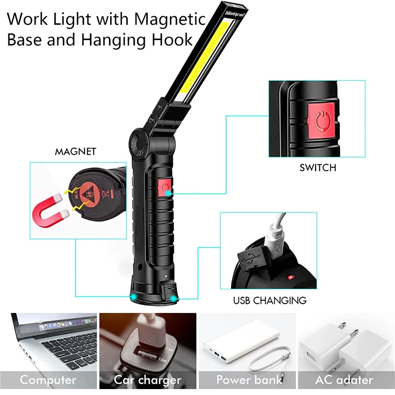 Perssia WorkBeam 360™ Magnetic Rechargeable Light