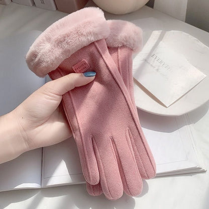Women's Fuzzy Winter Gloves with Letter Patches - PERSSIA