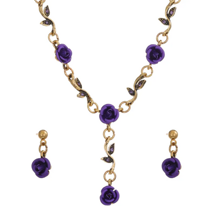 Perssia Timeless Rose™ Jewelry Set — Vintage 3‑Piece Necklace, Bracelet & Earrings - PERSSIA