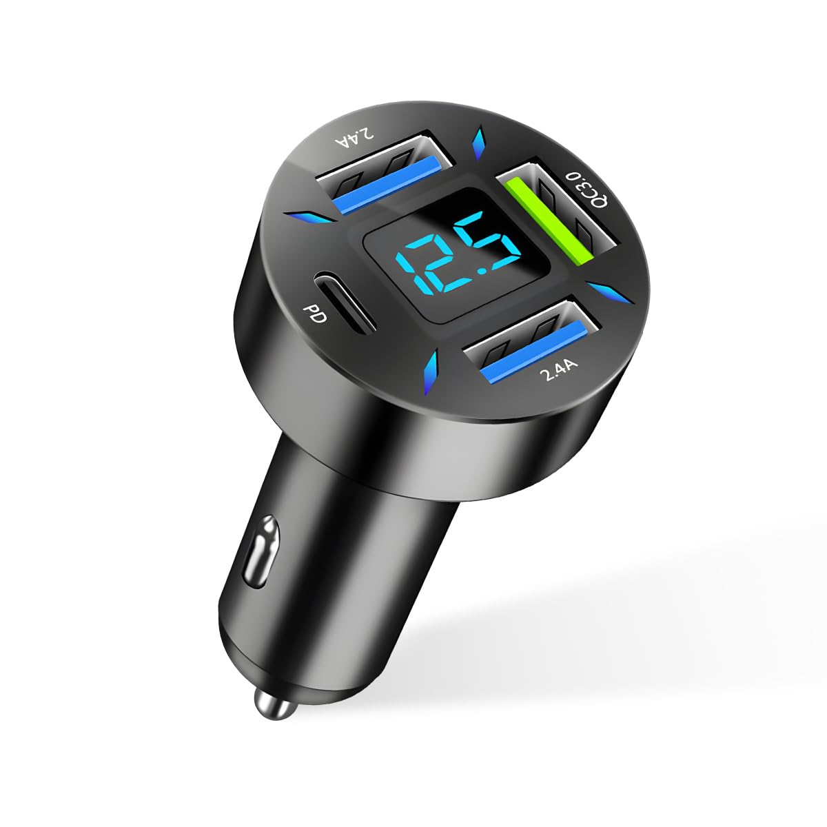 Perssia AutoCharge 4X™ USB‑C Fast Car Charger 4 Port Auto Fast Charger with USB PD & QC 3.0 Cigarette Lighter USB Automotive Adapter Compatible with Most Mobile Cell Phone Car Accessories (PD+QC 3.0) - PERSSIA