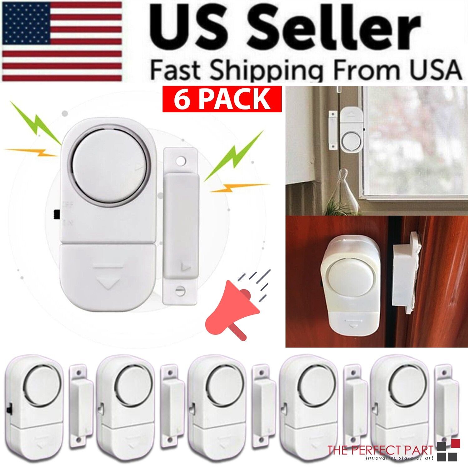 Perssia SecureGuard™ Door & Window Alarm Set 6 PCS WIRELESS Home Window Door Burglar Security ALARM System Magnetic Sensor - PERSSIA