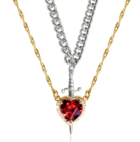 Perssia BloodBond™ Gothic Heart & Dagger Couple Necklace - PERSSIA