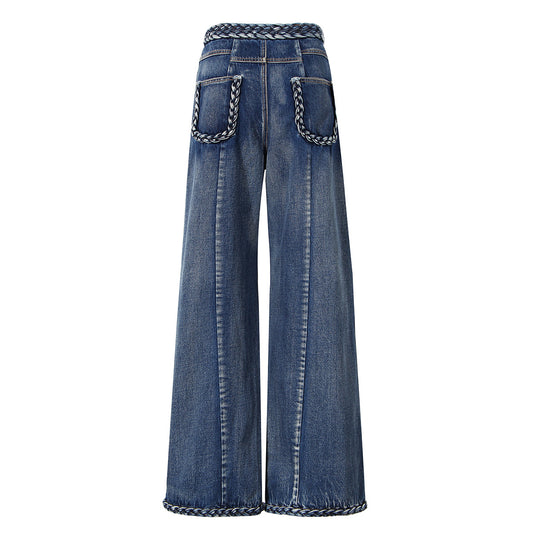 Perssia ArtisanFlow™ Braided Wide Leg Jeans Handmade Women's Braided Wide Leg Jeans - PERSSIA