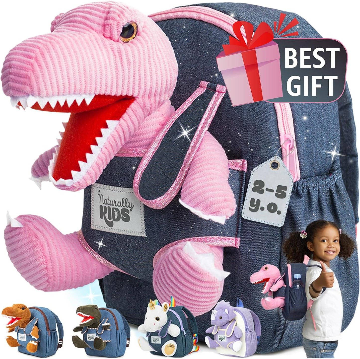 Green Triceratops Plush Stuffed Animal, Dinosaur Gifts for Kids 3-5, Dinosaur Backpack, Toddler Backpack for Boys, Girl