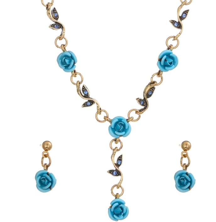 Perssia Timeless Rose™ Jewelry Set — Vintage 3‑Piece Necklace, Bracelet & Earrings - PERSSIA