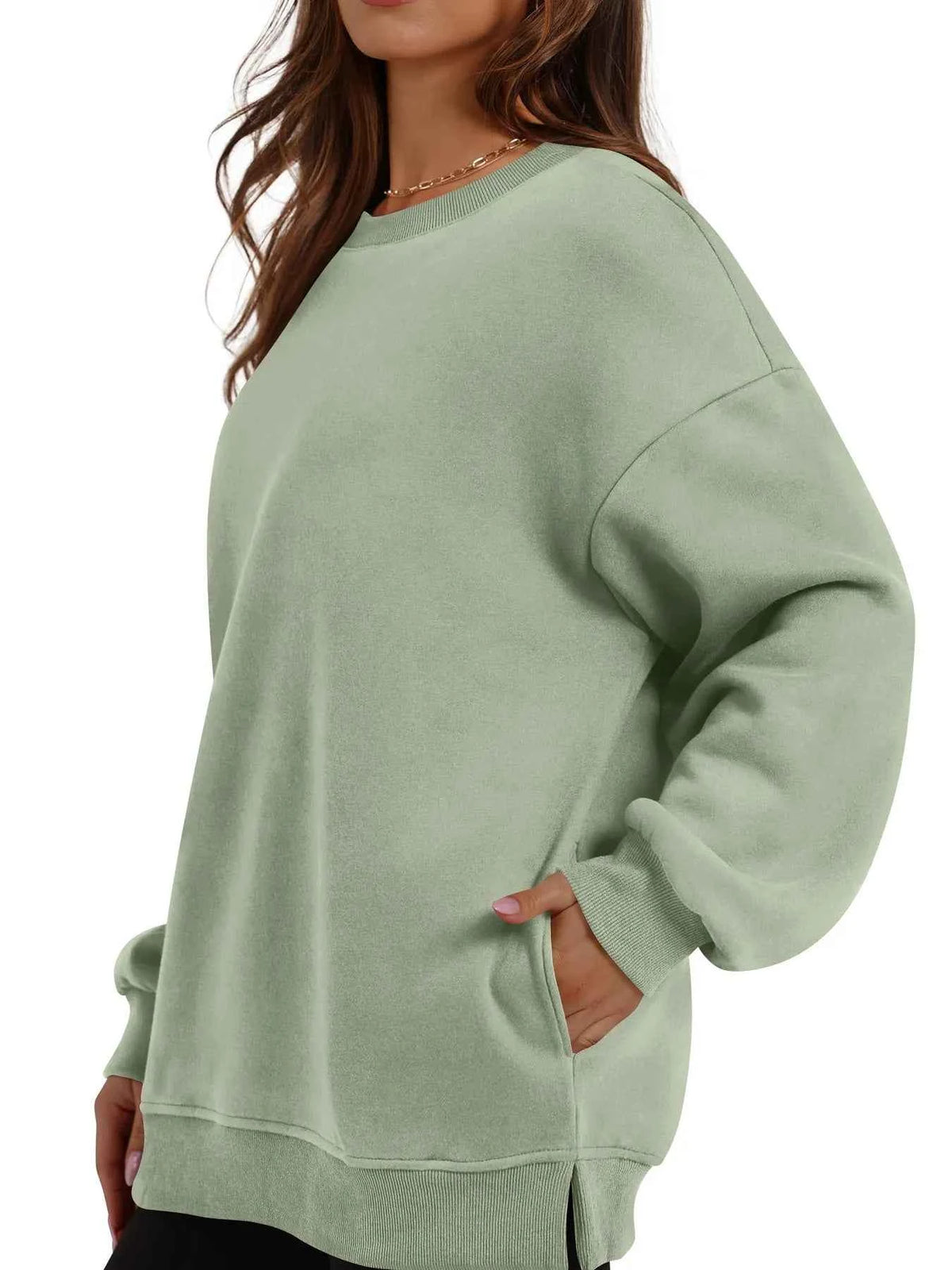Oversized Long Sleeve Crewneck Sweatshirt-Tre(INT8D)
