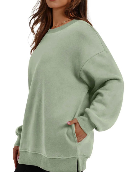 Oversized Long Sleeve Crewneck Sweatshirt-Tre(INT8D)
