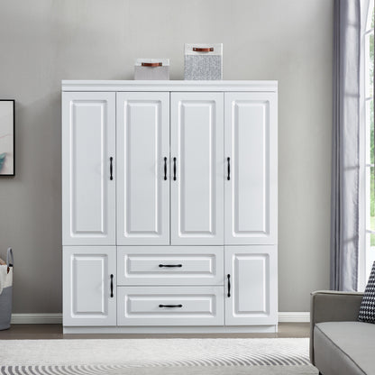 Perssia YG‑15 GrandWard™ — 74" White Freestanding Solid Wood Wardrobe Closet - PERSSIA