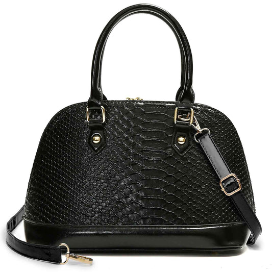 Perssia DomeElegance™ — Leather Dome Satchel for Women (Crossbody & Shoulder Bag)