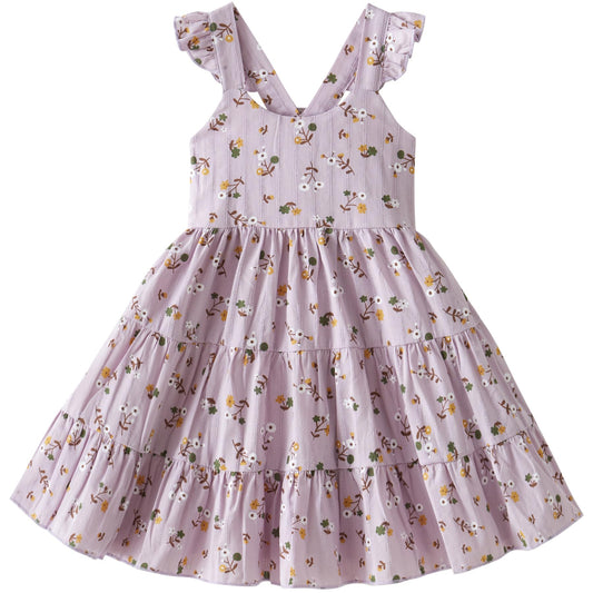 Perssia BloomFlutter™ — Toddler Floral Princess Dress (Purple Floral) - PERSSIA