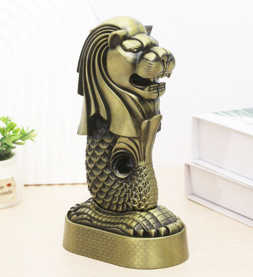 Perssia MerlionLegacy™ Metal Sculpture — Singapore Landmark Home Décor Model (Bronze Alloy) - PERSSIA